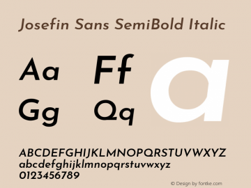 Josefin Sans SemiBold Italic Version 2.000 Font Sample