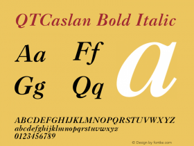 QTCaslan Bold Italic QualiType TrueType font  9/18/92图片样张