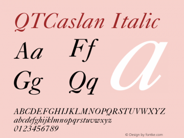 QTCaslan Italic Version 001.000 Font Sample