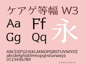 ケアゲ等幅 W3  Font Sample