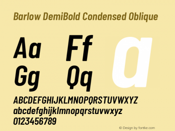Barlow DemiBold Condensed Oblique Development Version Font Sample