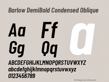Barlow DemiBold Condensed Oblique Development Version图片样张