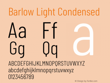 Barlow Light Condensed Development Version Font Sample