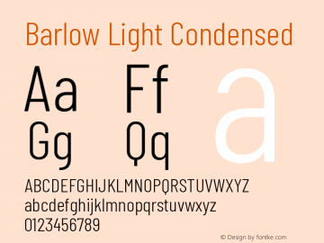 Barlow Light Condensed Development Version图片样张