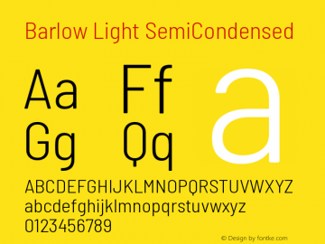 Barlow Light SemiCondensed Development Version Font Sample