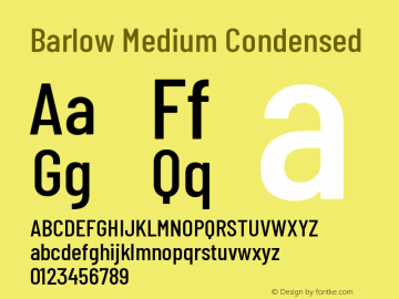 Barlow Medium Condensed Development Version Font Sample