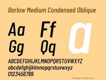 Barlow Medium Condensed Oblique Development Version图片样张