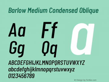 Barlow Medium Condensed Oblique Development Version图片样张