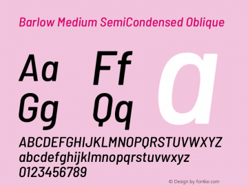 Barlow Medium SemiCondensed Oblique Development Version Font Sample