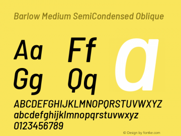 Barlow Medium SemiCondensed Oblique Development Version图片样张