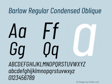 Barlow Regular Condensed Oblique Development Version Font Sample