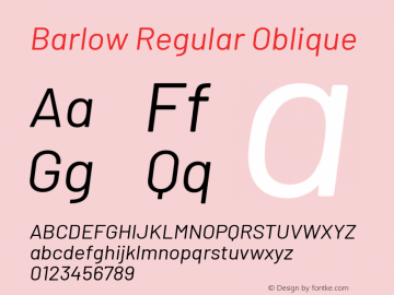 Barlow Regular Oblique Development Version Font Sample