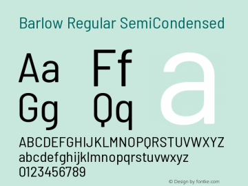 Barlow Regular SemiCondensed Development Version Font Sample