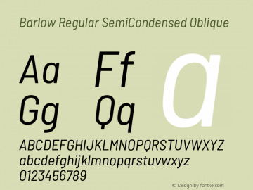 Barlow Regular SemiCondensed Oblique Development Version Font Sample