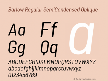 Barlow Regular SemiCondensed Oblique Development Version图片样张