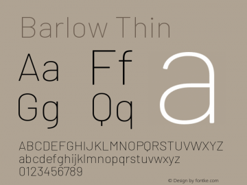 Barlow Thin Development Version Font Sample