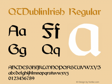 QTDublinIrish Regular QualiType TrueType font  9/18/92 Font Sample