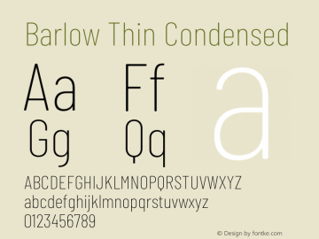 Barlow Thin Condensed Development Version Font Sample