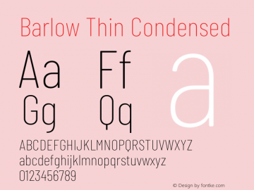 Barlow Thin Condensed Development Version图片样张