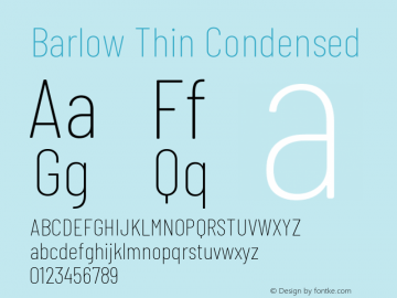 Barlow Thin Condensed Development Version Font Sample