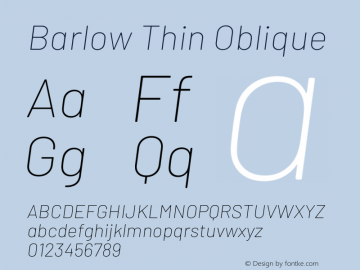 Barlow Thin Oblique Development Version Font Sample