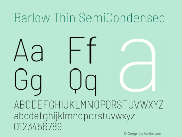 Barlow Thin SemiCondensed Development Version Font Sample