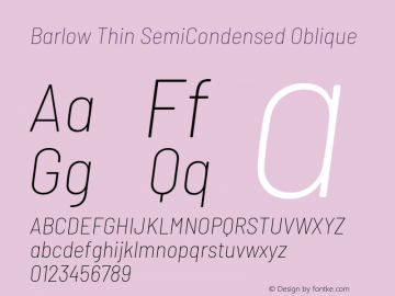 Barlow Thin SemiCondensed Oblique Development Version图片样张