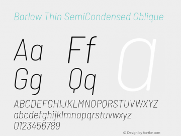 Barlow Thin SemiCondensed Oblique Development Version Font Sample