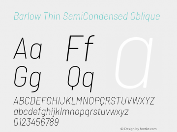 Barlow Thin SemiCondensed Oblique Development Version图片样张