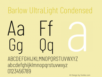 Barlow UltraLight Condensed Development Version图片样张