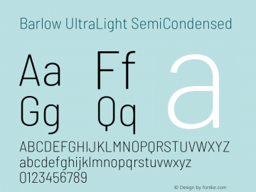 Barlow UltraLight SemiCondensed Development Version图片样张