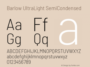 Barlow UltraLight SemiCondensed Development Version图片样张