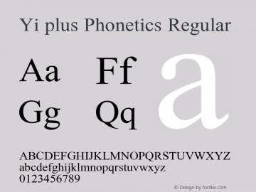 Yi plus Phonetics Version 1.1; 2002 Font Sample