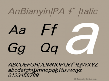 AnBianyinIPA S Italic Macromedia Fontographer 4.1 9/3/97 Compiled by TCTT.DLL 2.0 - the SIL Encore Font Compiler 09/22/02 10:05:11图片样张