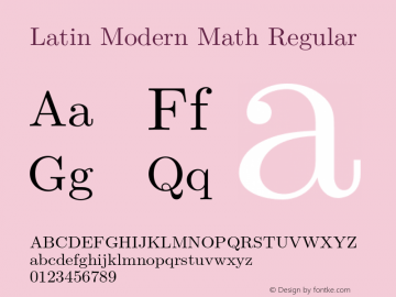 LatinModernMath-Regular Version 1.959 Font Sample