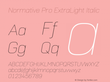 NormativePro-ExtraLightItalic Version 1.007 | CWR FONToMASS Premium compilation Font Sample