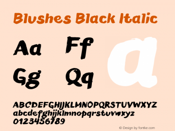 Blushes-BlackItalic Version 1.000 Font Sample