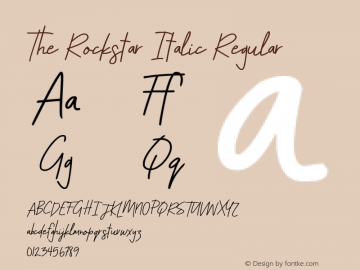 The Rockstar Italic Version 1.00 August 7, 2017, initial release Font Sample