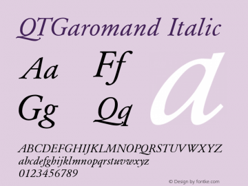 QTGaromand Italic QualiType TrueType font  9/18/92图片样张