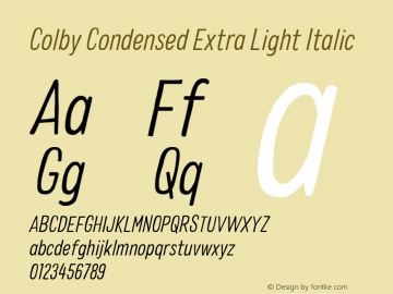 Colby Condensed Extra Light Italic Version 1.000图片样张