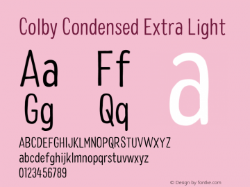 Colby Condensed Extra Light Version 1.000图片样张