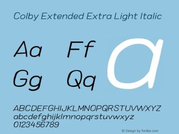 Colby Extended Extra Light Italic Version 1.000图片样张