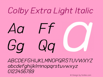 Colby Extra Light Italic Version 1.000图片样张