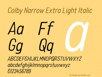 Colby Narrow Extra Light Italic Version 1.000图片样张