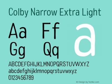 Colby Narrow Extra Light Version 1.000 Font Sample