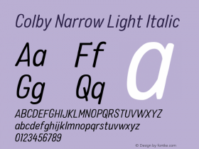 Colby Narrow Light Italic Version 1.000图片样张