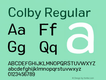 Colby Regular Version 1.000 Font Sample