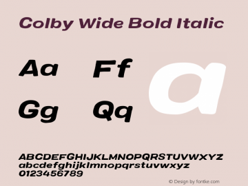 Colby Wide Bold Italic Version 1.000图片样张