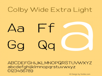 Colby Wide Extra Light Version 1.000 Font Sample