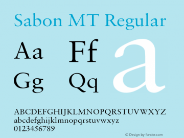 Sabon MT Version 1.0 - December 1, 1994 Font Sample